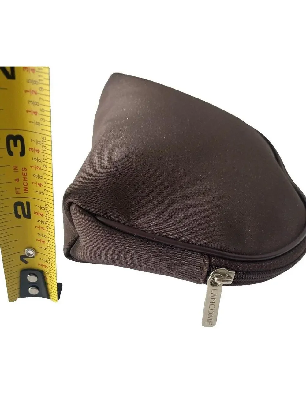 Lancôme Makeup Brown Cosmetic Bag Vintage 2000 Travel Case Zipper Pouch
